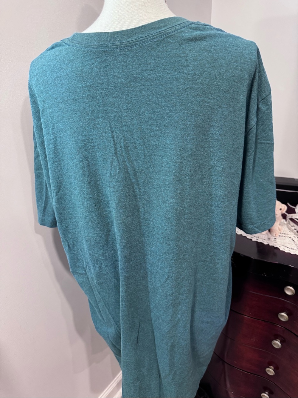 Men's Teal Graphic Mountain Crew Neck T-Shirt - Picture 3 of 4